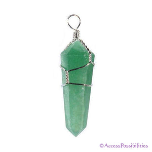 Aventurine Crystal Point Wire Wrapped Gemstone Pendant | Access Possibilities