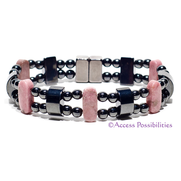 Rhodonite Double Magnetite Magnetic Bracelet | Magnetic Therapy | Access Possibilities