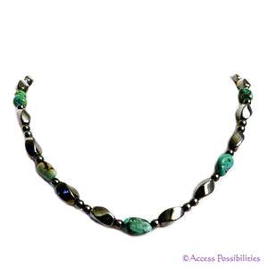 Green Turquoise Large Twist Magnetite Magnetic Necklace | Magnetic Jewelry | Access Possibilities