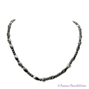 Silver Yin Yang Bead Magnetite Magnetic Necklace | Magnetic Jewelry | Access Possibilities