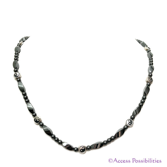 Silver Yin Yang Bead Magnetite Magnetic Necklace | Magnetic Jewelry | Access Possibilities
