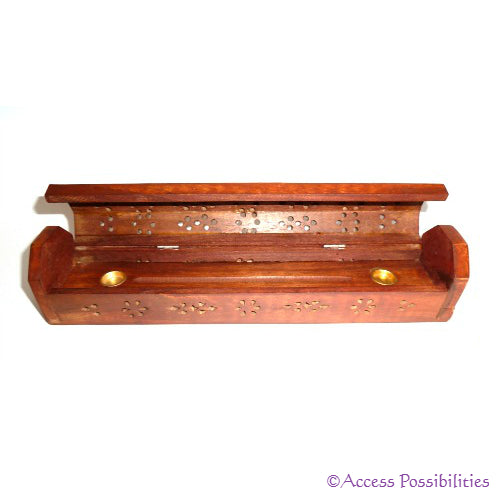 Wooden Coffin Incense Burner - Open