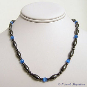 Blue Cat Eye And Rice Magnetite Magnetic Necklace