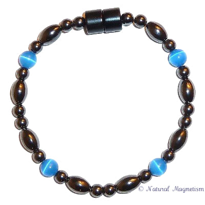 Blue Cat Eye And Rice Magnetite Magnetic Anklet