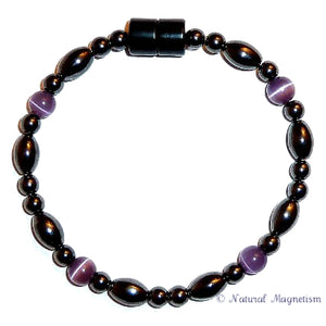 Purple Cat Eye And Rice Magnetite Magnetic Anklet