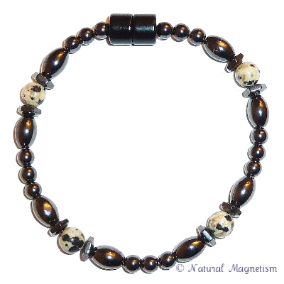 Dalmatian Jasper Hex And Rice Magnetite Magnetic Bracelet