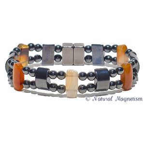 Carnelian Double Magnetite Magnetic Bracelet