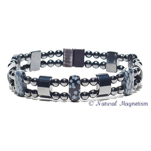 Snowflake Obsidian Double Magnetite Magnetic Bracelet