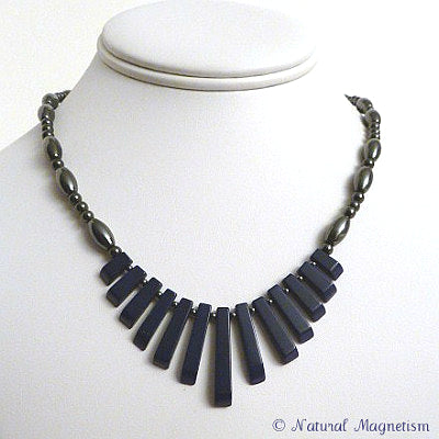 Lapis Lazuli Gemstone Fan Magnetite Magnetic Necklace