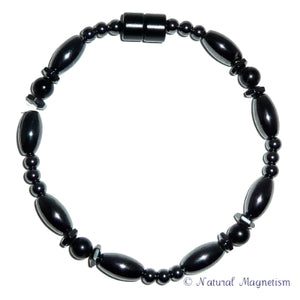 Black Onyx Hex And Rice Magnetite Magnetic Anklet
