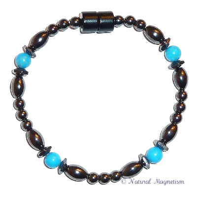 Blue Howlite Hex And Rice Magnetite Magnetic Anklet