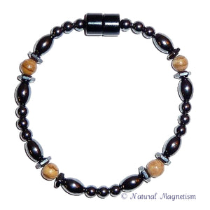 Brown Jasper Hex And Rice Magnetite Magnetic Anklet