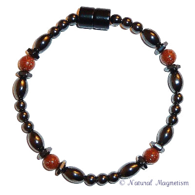 Goldstone Hex And Rice Magnetite Magnetic Anklet