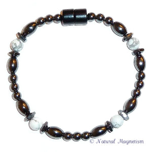 Howlite Hex And Rice Magnetite Magnetic Anklet