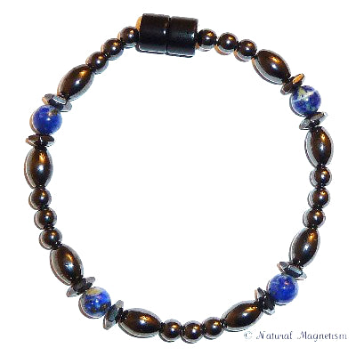 Lapis Lazuli Hex And Rice Magnetite Magnetic Anklet