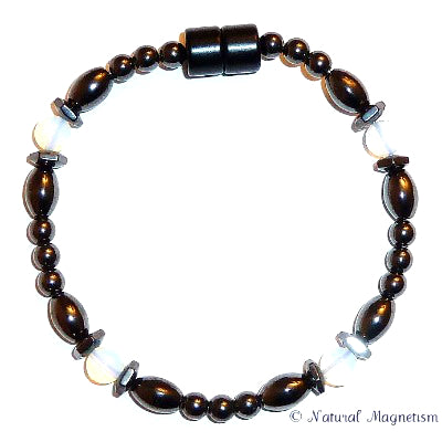 Moonstone Hex And Rice Magnetite Magnetic Anklet