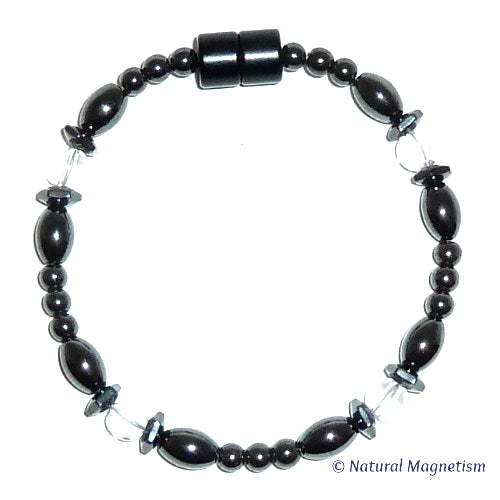 Clear Quartz Hex And Rice Magnetite Magnetic Anklet