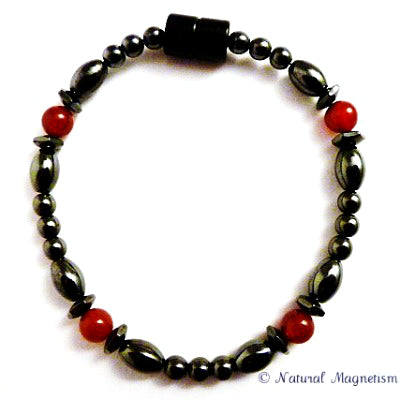 Red Carnelian Hex And Rice Magnetite Magnetic Anklet