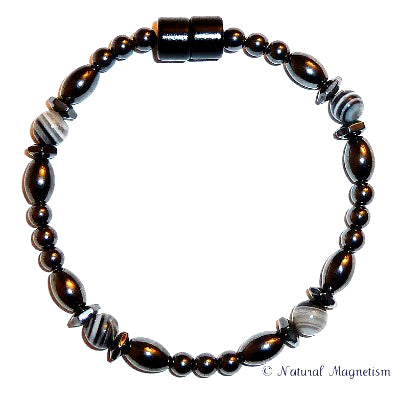 Sardonyx Hex And Rice Magnetite Magnetic Anklet
