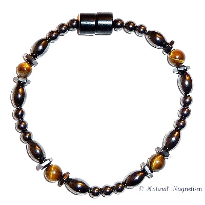 Tiger Eye Hex And Rice Magnetite Magnetic Anklet