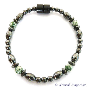 Tree Agate Hex And Rice Magnetite Magnetic Anklet