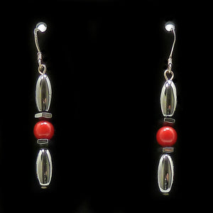 Red Coral Hex And Rice Magnetite Magnetic Earrings | Access Possibilities