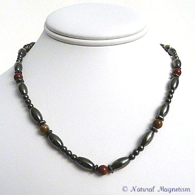 Red Jasper Hex And Rice Magnetite Magnetic Necklace