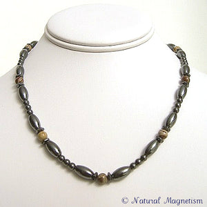 Snakeskin Jasper Hex And Rice Magnetite Magnetic Necklace