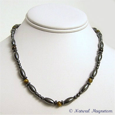 Tiger Eye Hex And Rice Magnetite Magnetic Necklace