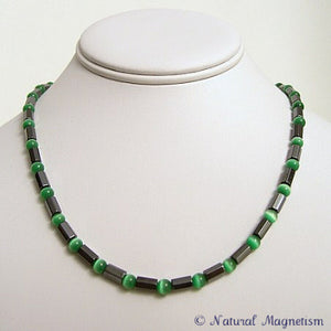 Green Cat Eye Faceted Magnetite Magnetic Necklace