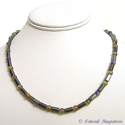 Multi-Color Cat Eye Faceted Magnetite Magnetic Necklace
