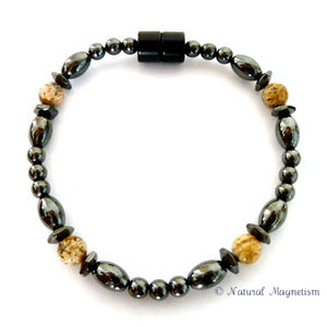Picture Jasper Hex And Rice Magnetite Magnetic Bracelet