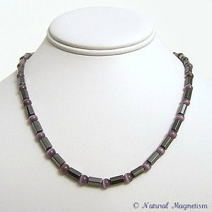 Purple Cat Eye Faceted Magnetite Magnetic Necklace