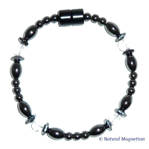 Clear Quartz Hex And Rice Magnetite Magnetic Bracelet