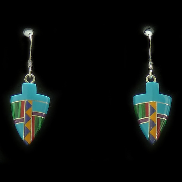 Small Arrowhead Turquoise Inlaid Pattern Earrings | Access Possibilities