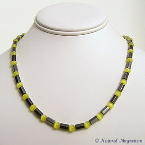 Yellow Cat Eye Faceted Magnetite Magnetic Necklace